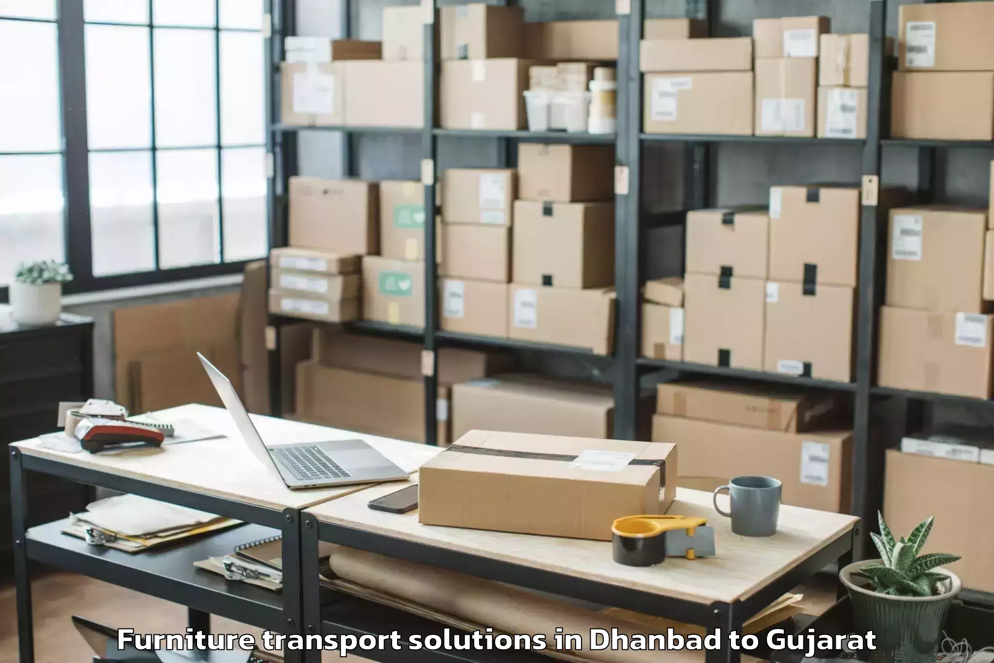 Hassle-Free Dhanbad to Madhav Kampo Furniture Transport Solutions